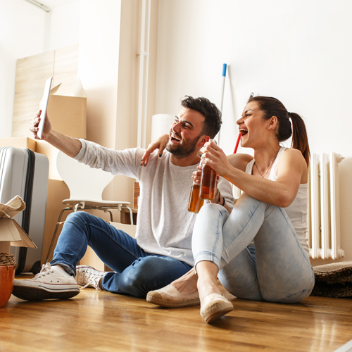 Man and woman in new apartment